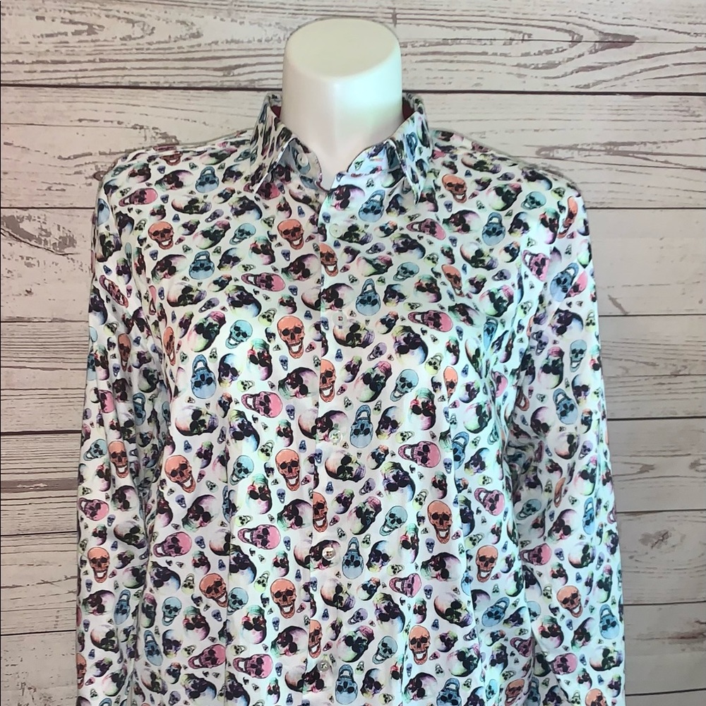 Luchiano Visconti Black Multi Color Skull Shirt